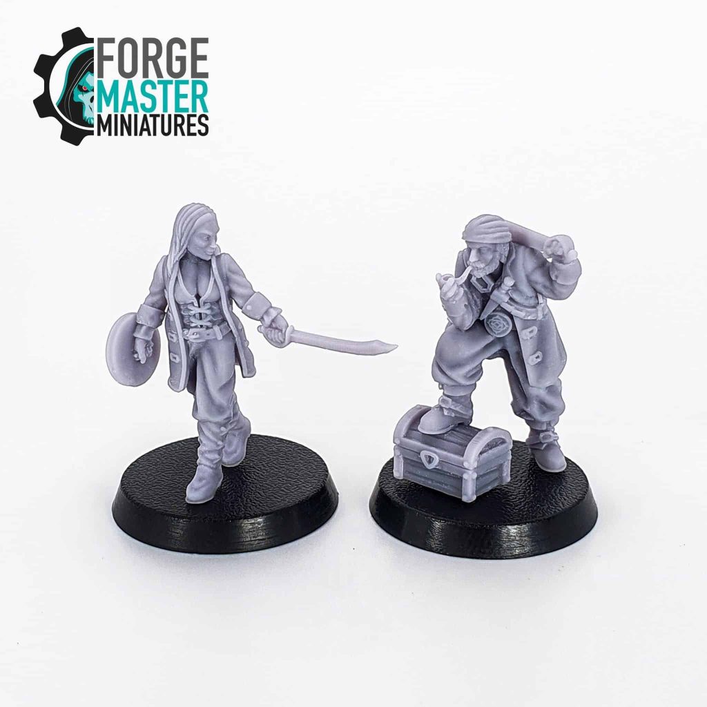 Corsair Captains wargaming minatures from Pirates of the South by Picchiofanatico 3D printed by Forgemaster Miniatures