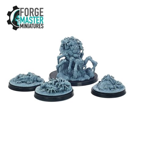 Forest Spider Queen and Spiderling Clusters wargaming miniatures by Kzk Minis 3D printed by Forgemaster Miniatures