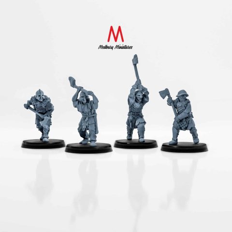 Orcs with Two-handed Axes fantasy skirmish wargaming miniatures designed by Medbury Miniatures 3D printed by Forgemaster Miniatures