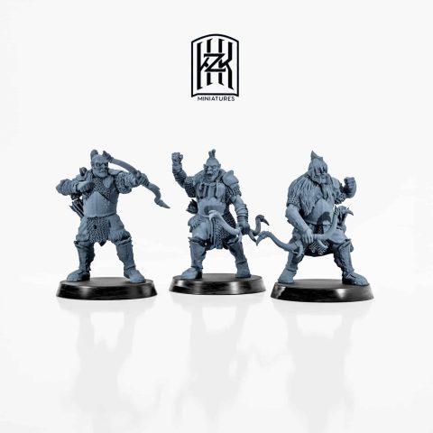 Iron Fortress Orc Archers fantasy skirmish wargaming miniatures designed by Kzk Minis 3D printed by Forgemaster Miniatures