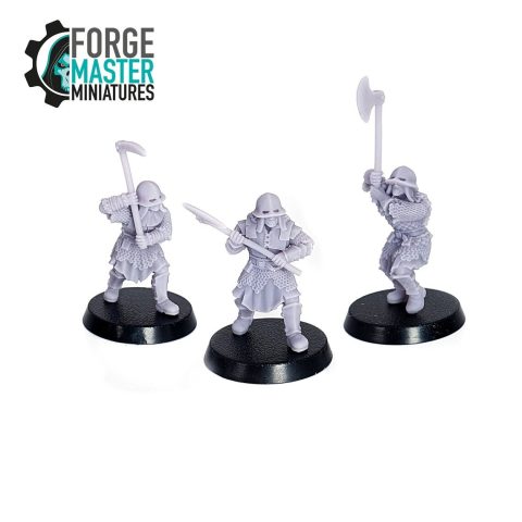 Orcs with Two-Handed Weapons fantasy skirmish wargaming miniatures designed by Medbury Miniatures 3D printed by Forgemaster Miniatures back