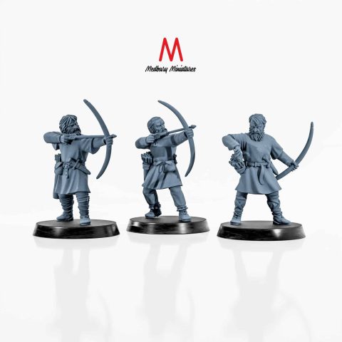 Peasant Archers B historic and fantasy skirmish wargaming miniatures designed by Medbury Miniatures 3D printed by Forgemaster Miniatures