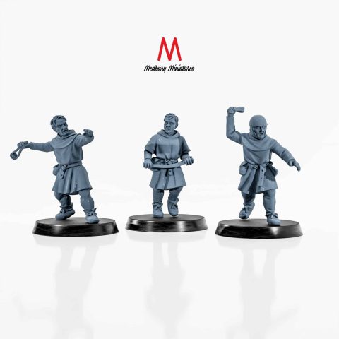 Peasant Slingers historic and fantasy skirmish wargaming miniatures designed by Medbury Miniatures 3D printed by Forgemaster Miniatures