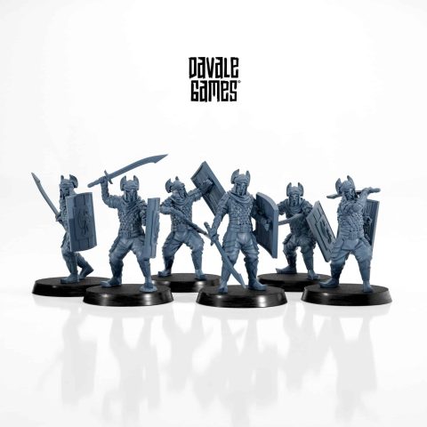Dragon Warriors with swords and shields fantasy skirmish wargaming miniatures designed by Davale Games 3D printed by Forgemaster Miniatures
