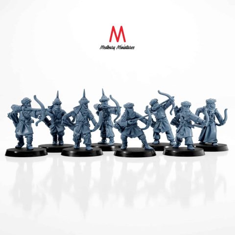 Southron Bowmen armed with bows fantasy skirmish wargaming miniatures designed by Medbury Miniatures 3D printed by Forgemaster Miniatures