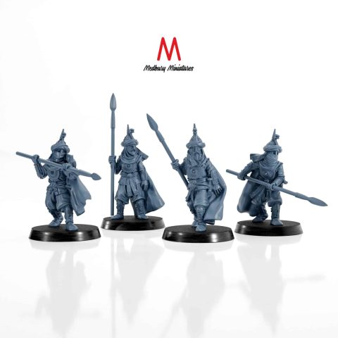 Southron Palace Guard with Spears fantasy skirmish wargaming miniatures designed by Medbury Miniatures 3D printed by Forgemaster Miniatures