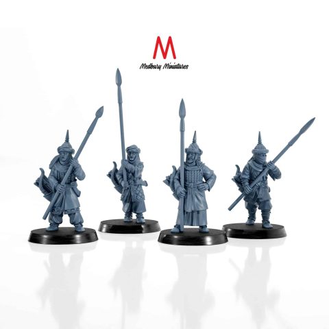Southron with Spears and Bows fantasy skirmish wargaming miniatures designed by Medbury Miniatures 3D printed by Forgemaster Miniatures