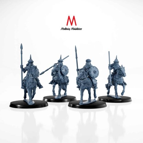 Southron Cavalry Spearmen spears and shields mounted on horses fantasy skirmish wargaming miniatures designed by Medbury Miniatures 3D printed by Forgemaster Miniatures