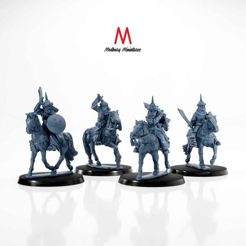 Southron Cavalry Swordsmen swords and shields mounted on horses fantasy skirmish wargaming miniatures designed by Medbury Miniatures 3D printed by Forgemaster Miniatures