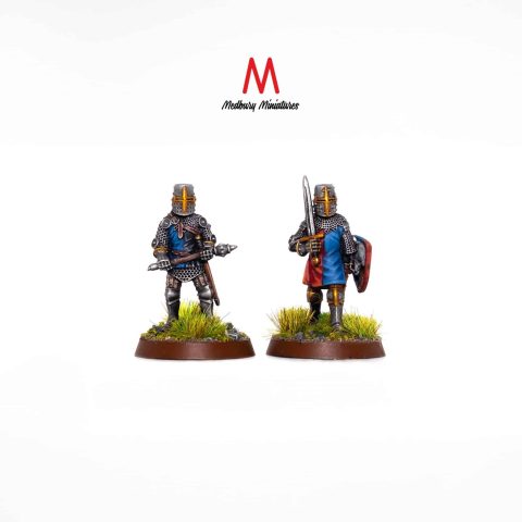 Early 100yw Knights with Great Helms 100 years' war histroic wargaming miniatures designed by Medbury Miniatures 3D printed by Forgemaster Miniatures