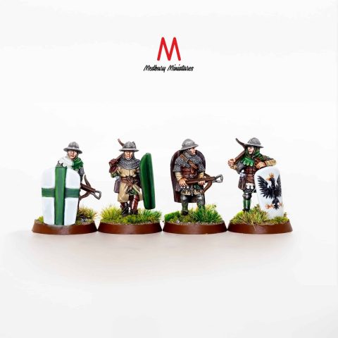 Genoese Crossbowmen 2 historic wargaming miniature designed by Medbury Miniatures 3D printed by Forgemaster Miniatures