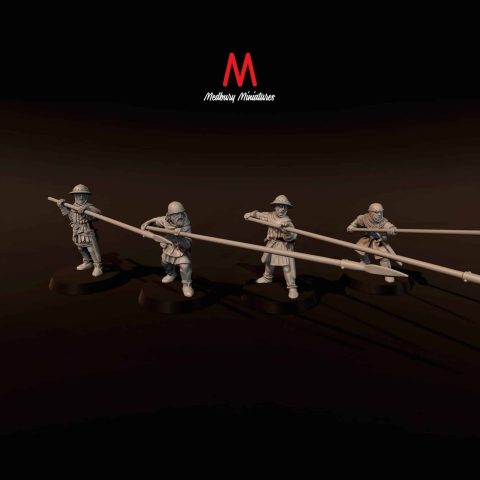 Scottish Pikemen historic wargaming miniature designed by Medbury Miniatures 3D printed by Forgemaster Miniatures Scots Picts