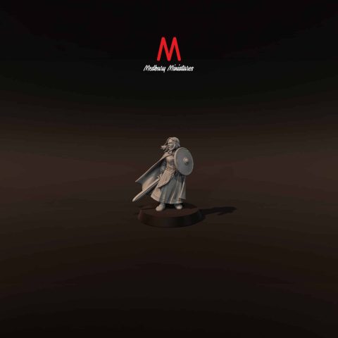 Reluctant Shieldmaiden historic fantasy skirmish wargaming miniatures designed by Medbury Miniatures and 3D printed by Forgemaster Miniatures