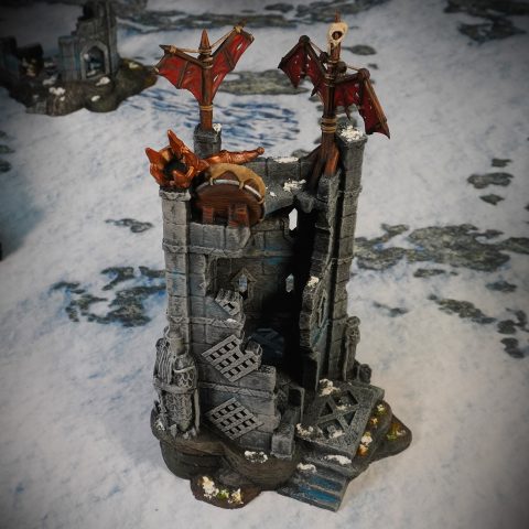 Ruins of Raven Peak Command Tower wargaming terrain scenery designed by Conquest Creations 3D printed by Forgemaster Miniatures