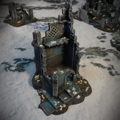 Ruins of Raven Peak Statue Tower wargaming terrain scenery designed by Conquest Creations 3D printed by Forgemaster Miniatures
