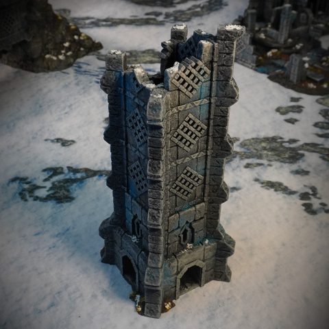 Ruins of Raven Peak Watch Tower wargaming terrain scenery designed by Conquest Creations 3D printed by Forgemaster Miniatures