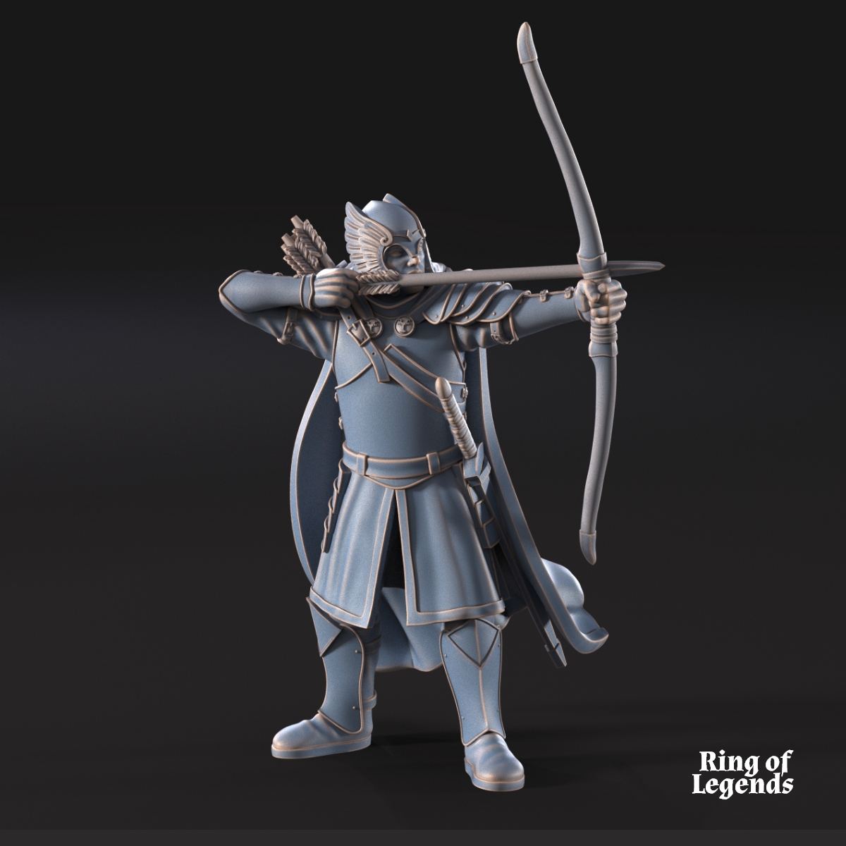 Grey Castle Guard with Long Bows fantasy wargaming 28mm miniatures designed by Davale Games and 3D printed by Forgemaster Miniatures 2