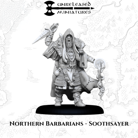 Northern Barbarians - Soothsayer fantasy wargaming 28mm miniatures designed by Unreleased Miniatures and 3D printed by Forgemaster Miniatures
