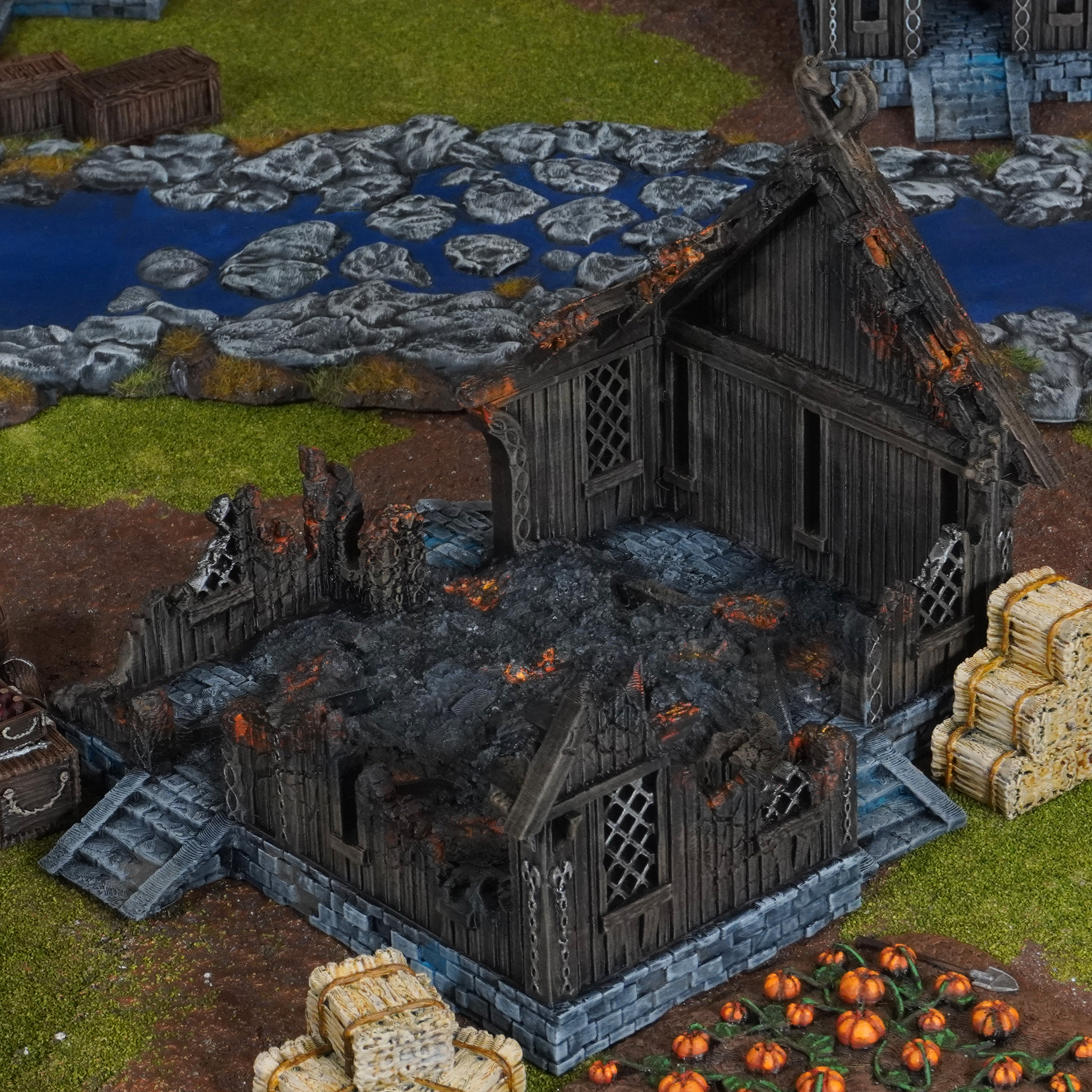 Saxonia Merchant House Ruins B fantasy wargaming 28mm miniatures designed by Conquest Creations and 3D printed by Forgemaster Miniatures