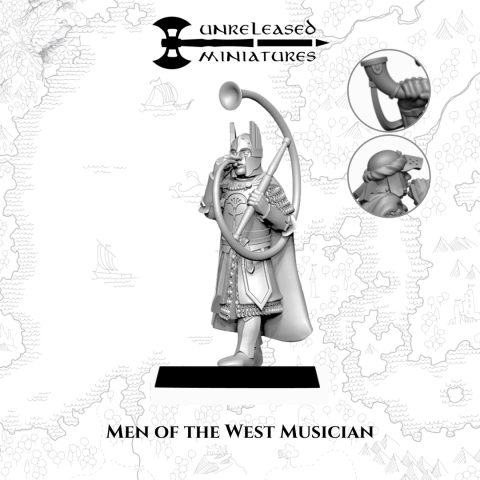 Men of the West Musician fantasy wargaming 28mm miniatures designed by Unreleased Miniatures and 3D printed by Forgemaster Miniatures