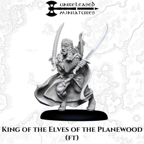 King of the Elves of Planewood on Foot fantasy wargaming 28mm miniatures designed by Unreleased Miniatures and 3D printed by Forgemaster Miniatures