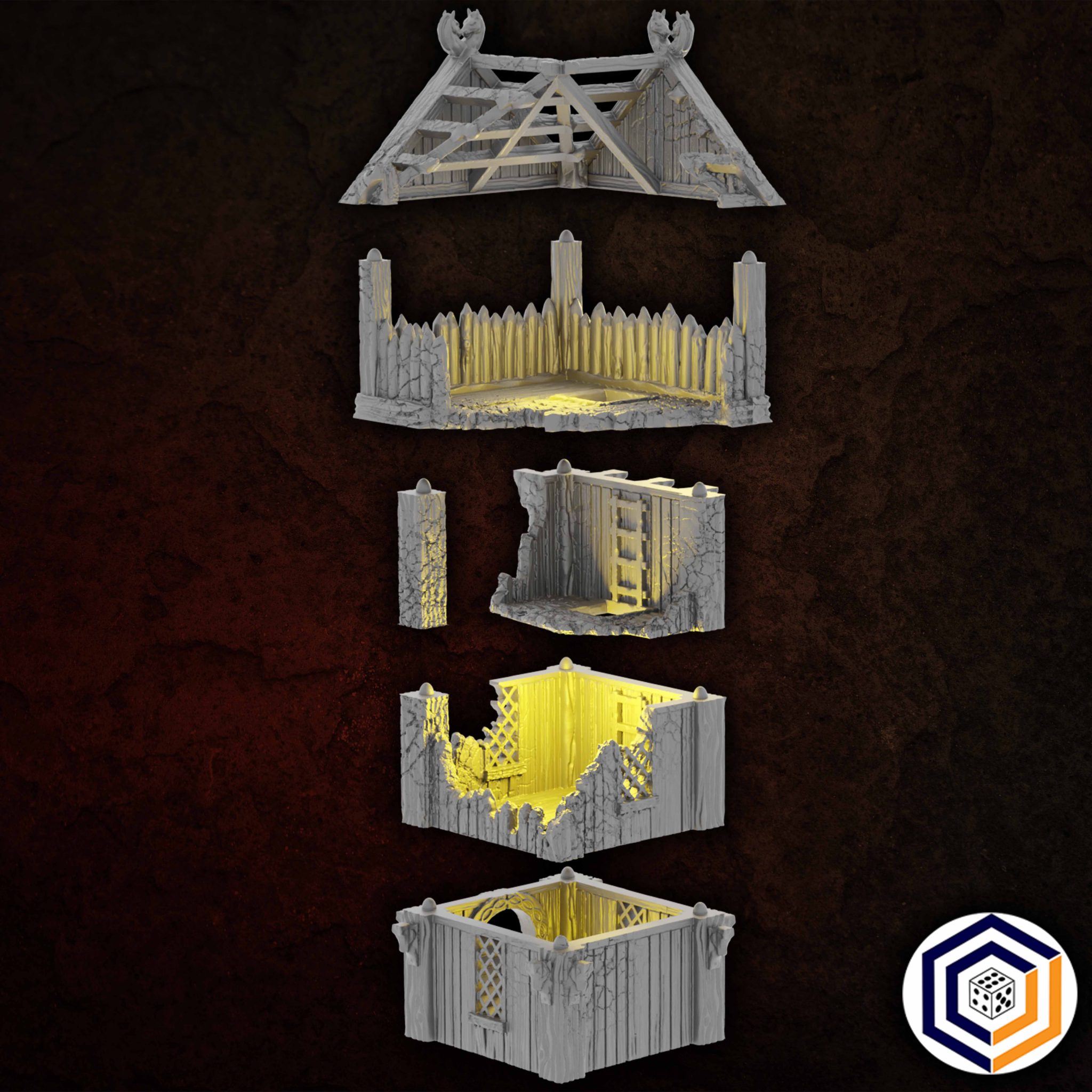 Saxonia Watchtower Ruins fantasy wargaming 28mm miniatures designed by Conquest Creations and 3D printed by Forgemaster Miniatures 2