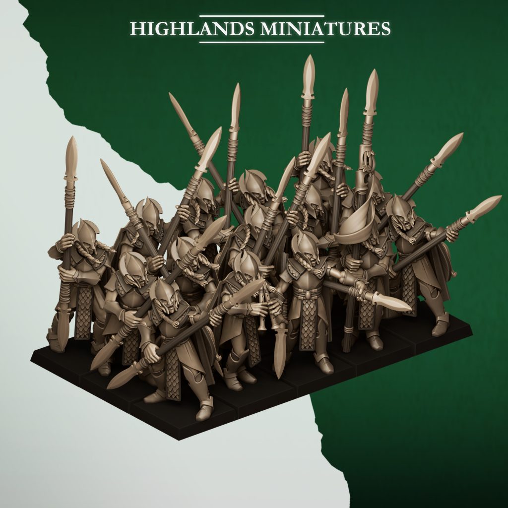 Feral Elf Spearmen by Highlands Miniatures