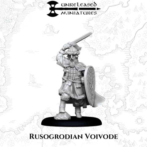 Rusogrodian Voivode fantasy wargaming 28mm miniatures designed by Unreleased Miniatures and 3D printed by Forgemaster Miniatures