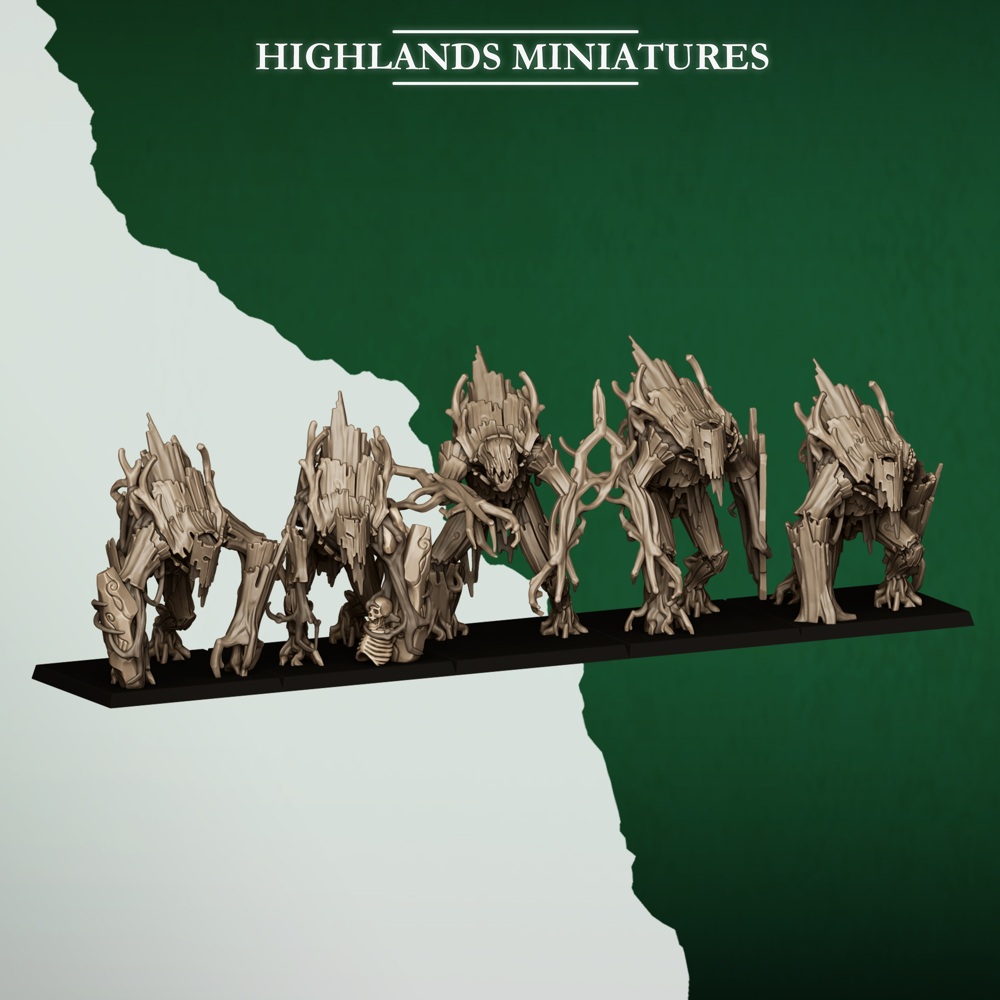 Feral Elves Forest Golems fantasy wargaming 28mm miniatures designed by Highlands Miniatures and 3D printed by Forgemaster Miniatures 1