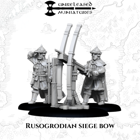 Rusogrodian Siege Bow fantasy wargaming 28mm miniatures designed by Unreleased Miniatures and 3D printed by Forgemaster Miniatures