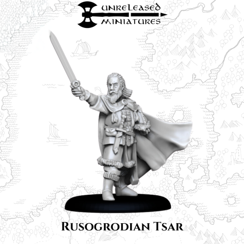 Rusogrodian Tsar fantasy wargaming 28mm miniatures designed by Unreleased Miniatures and 3D printed by Forgemaster Miniatures
