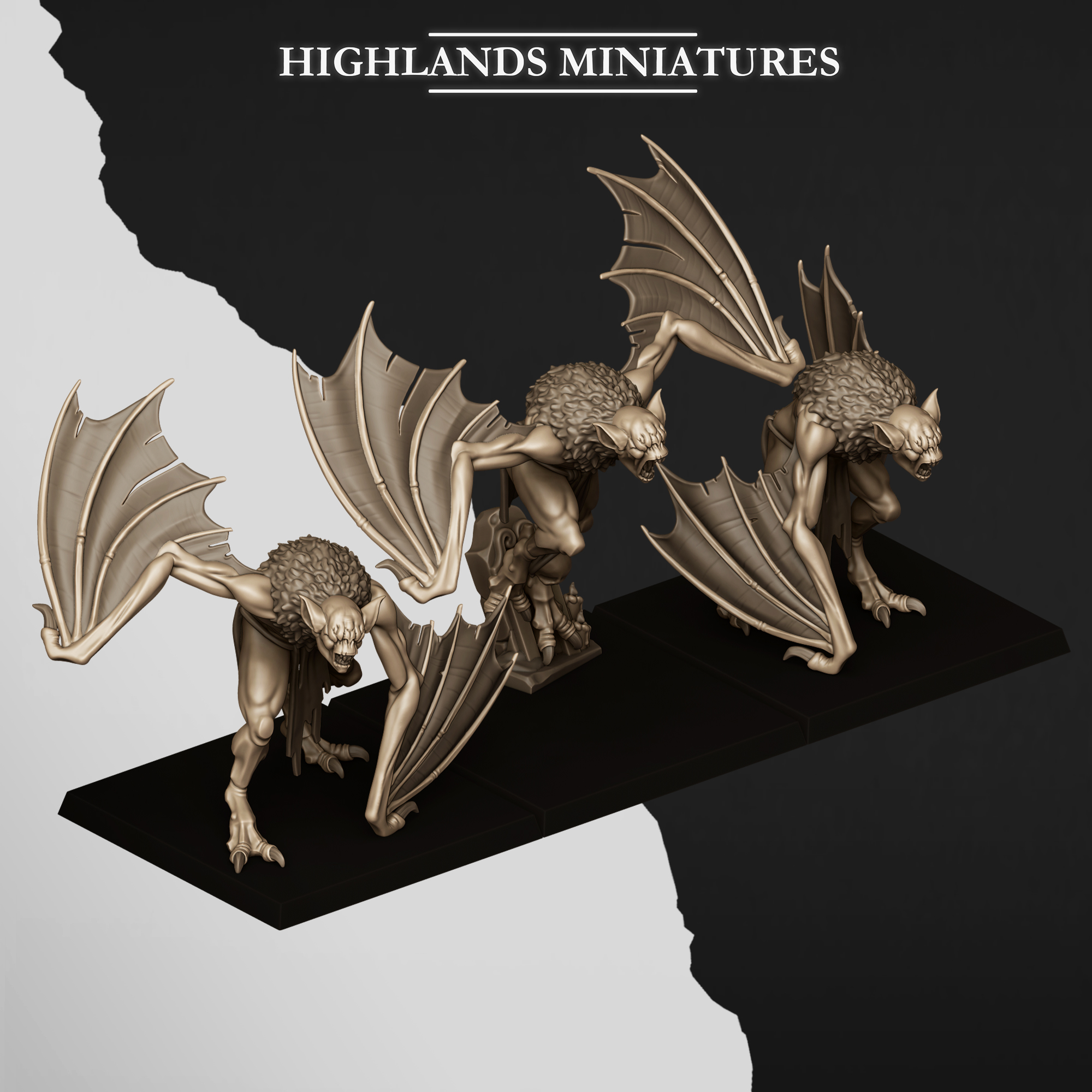 Bat Swarms fantasy wargaming 28mm miniatures for Undead or Vampire Counts designed by Highlands Miniatures and 3D printed by Forgemaster Miniatures 3