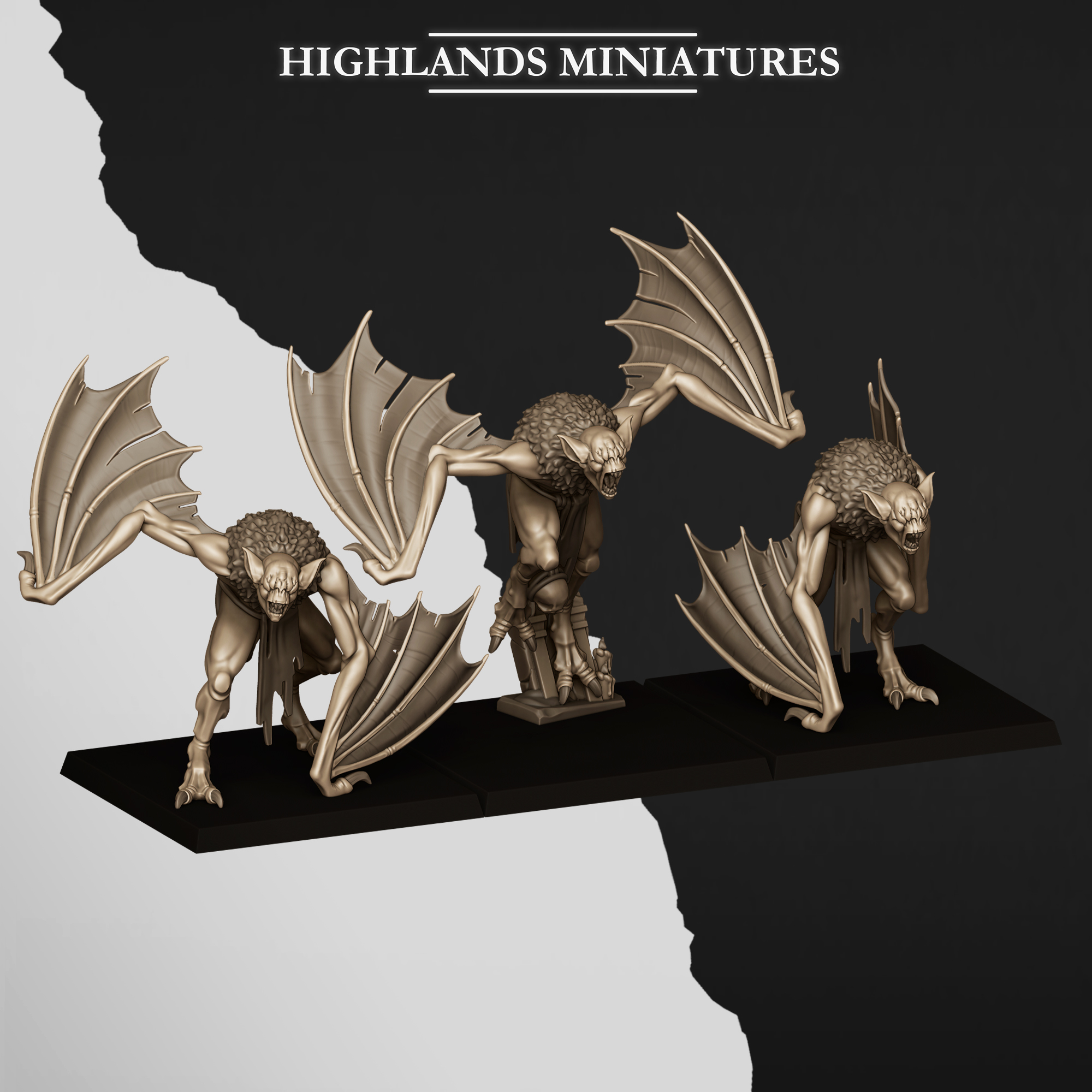 Bat Swarms fantasy wargaming 28mm miniatures for Undead or Vampire Counts designed by Highlands Miniatures and 3D printed by Forgemaster Miniatures 2