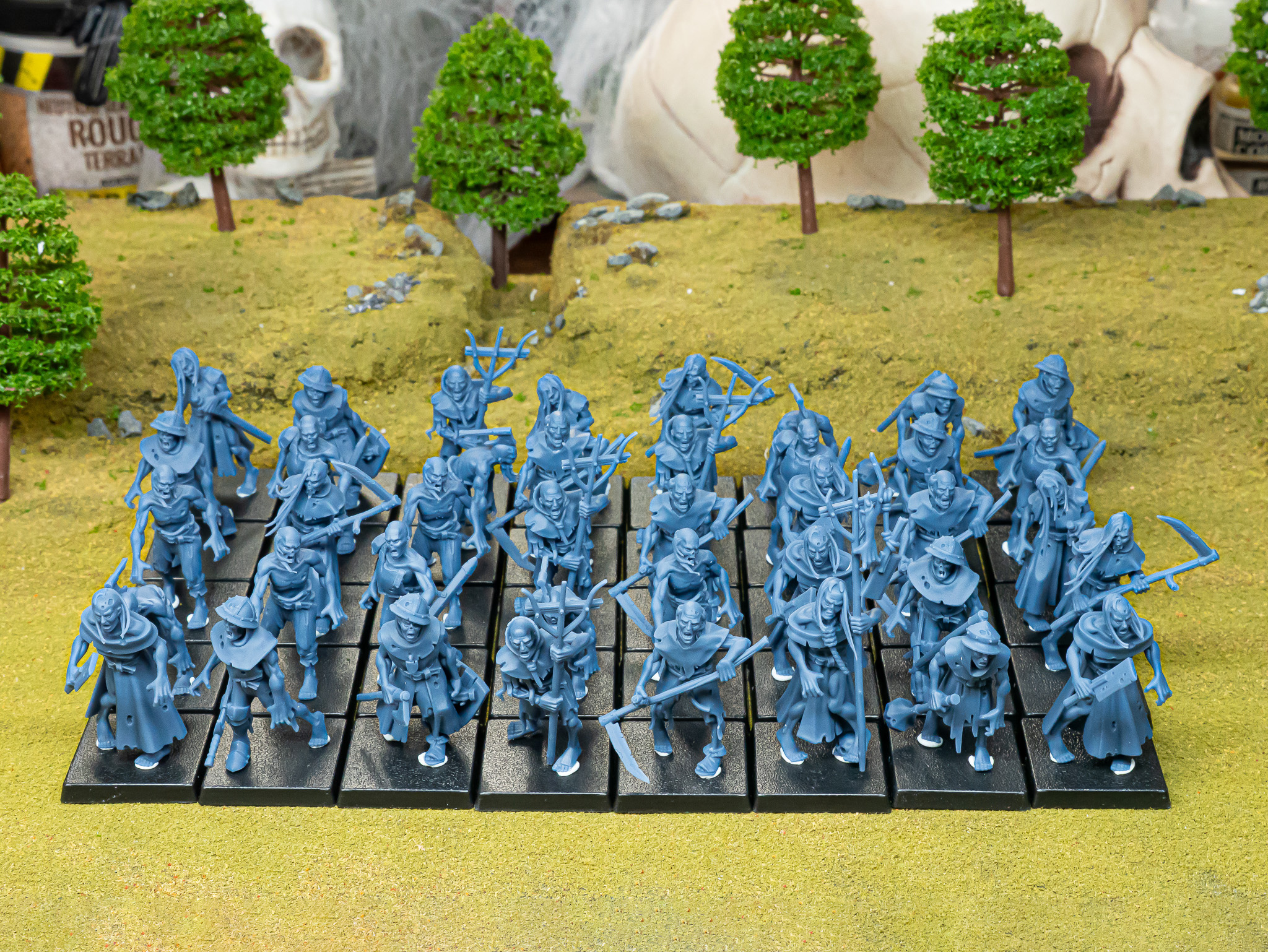 Zombies fantasy wargaming 28mm miniatures for Undead or Vampire Counts designed by Highlands Miniatures and 3D printed by Forgemaster Miniatures Unit printed