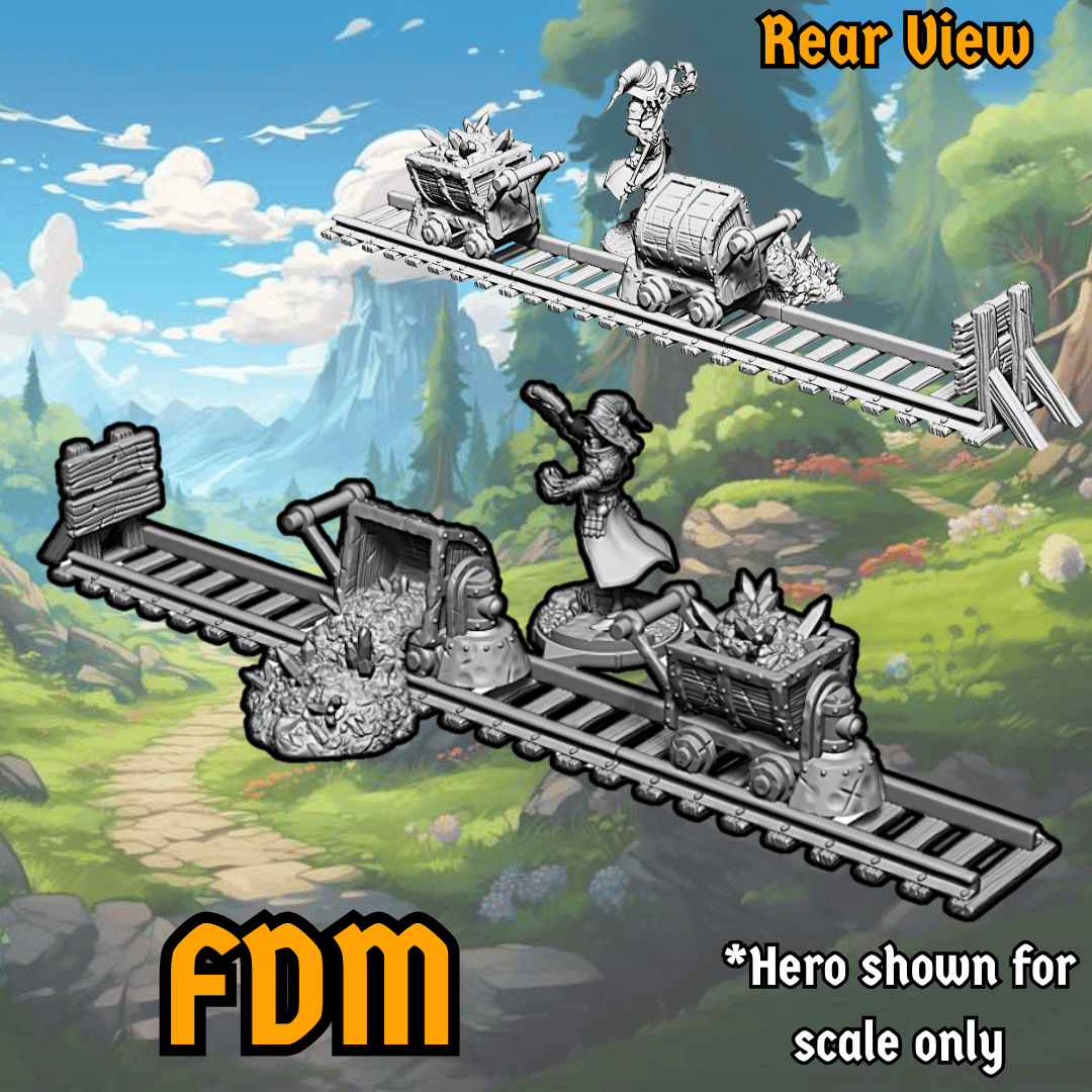 Mine Track and Carts for The Lion's Tower Crystal Collapse: Tactical Tabletop Wargame