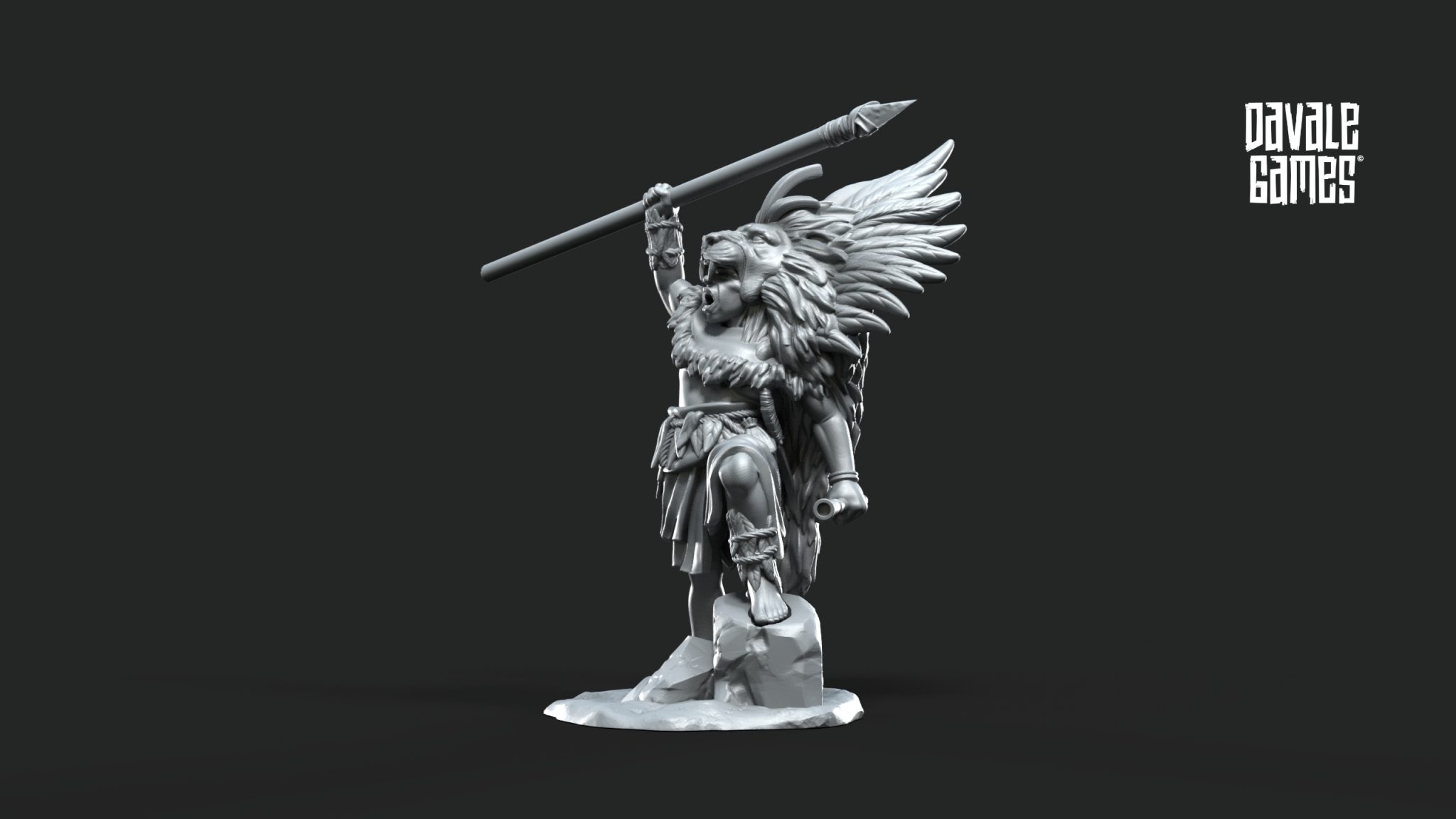 Ghôuri the Forest Tribes Leader fantasy wargaming 28mm designed by Davale Games and 3D printed by Forgemaster Miniatures 2