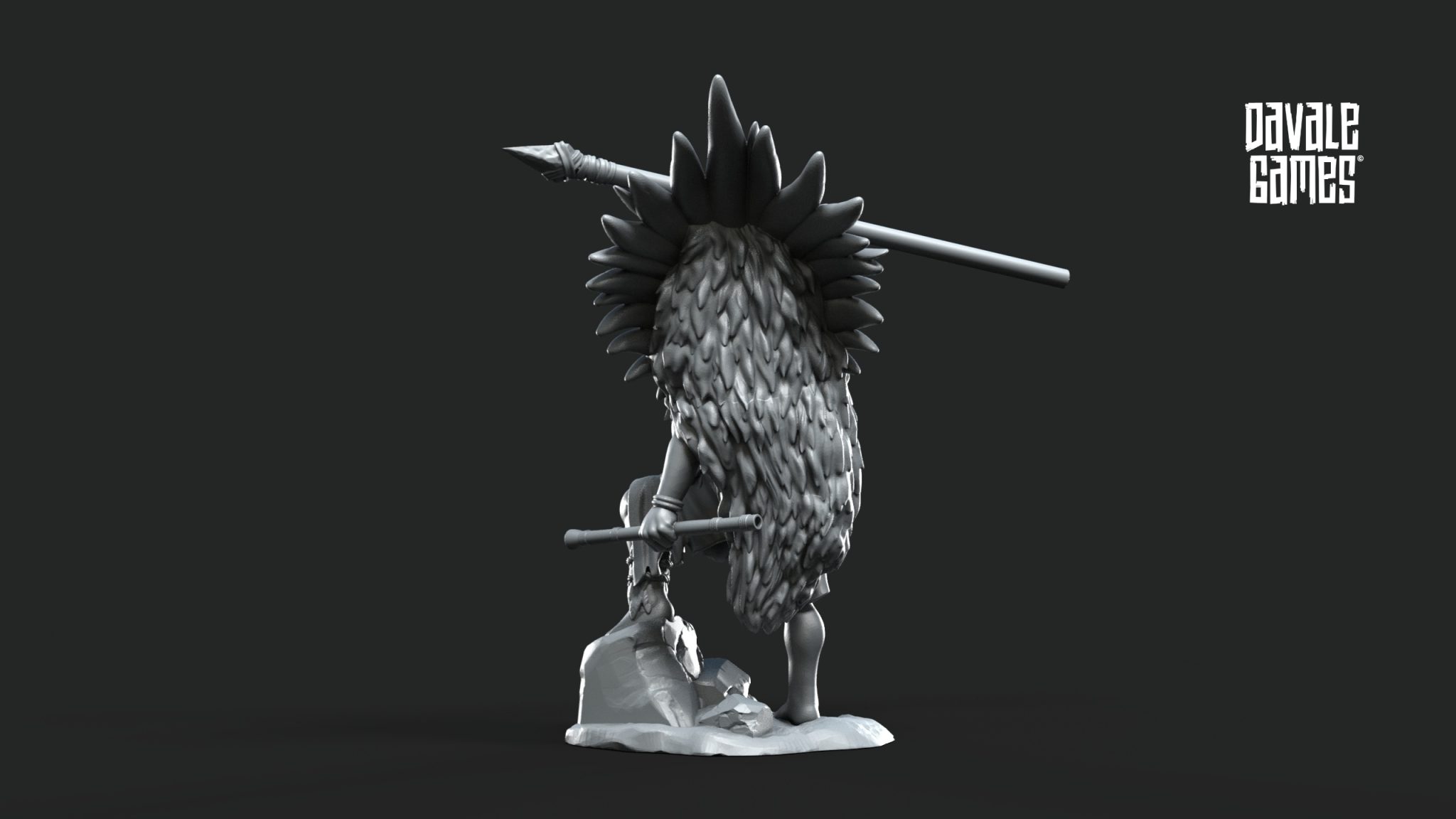 Ghôuri the Forest Tribes Leader fantasy wargaming 28mm designed by Davale Games and 3D printed by Forgemaster Miniatures 3