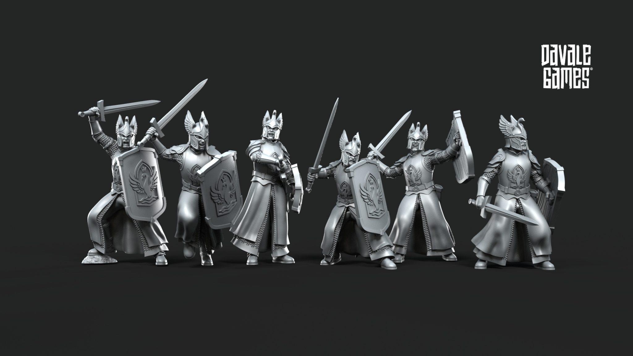 White Swan 6x Swan Warriors with swords fantasy wargaming 28mm Designed by Davale Games and 3D printed by Forgemaster Miniatures