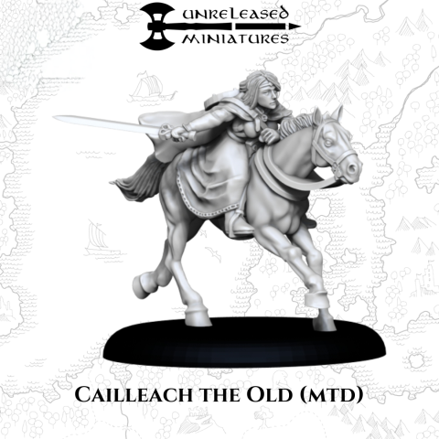 Cailleach the Old Mounted fantasy wargaming 28mm designed by Unreleased Miniatures and 3D printed by Forgemaster Miniatures