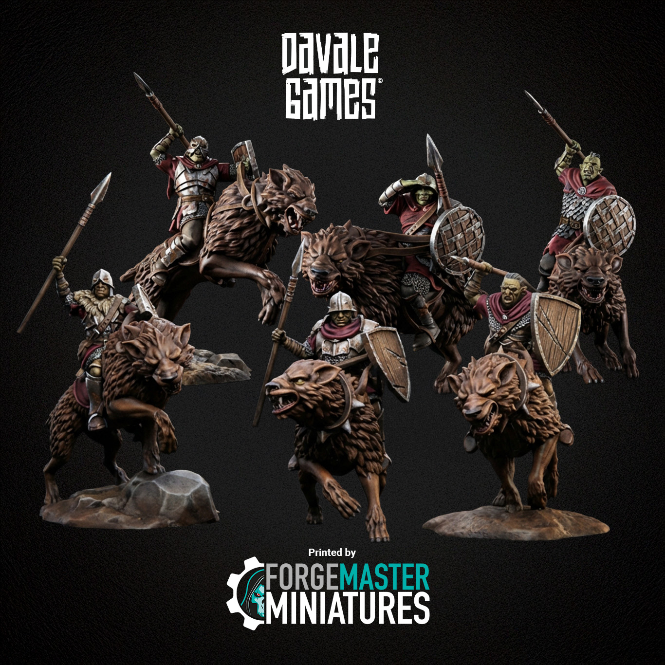 Morlok Riders with Throwing Spears fantasy wargaming 28mm designed by Davale Games and 3D printed by Forgemaster Miniatures