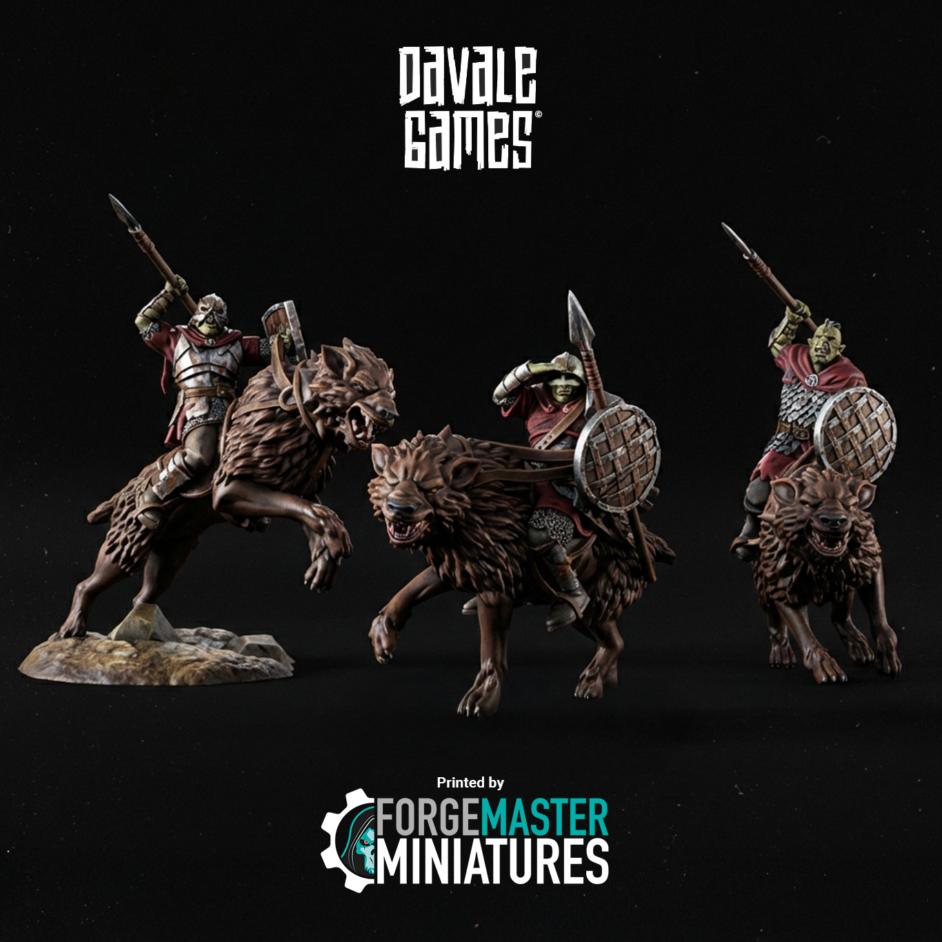 Morlok Riders with Throwing Spears Set B fantasy wargaming 28mm designed by Davale Games and 3D printed by Forgemaster Miniatures
