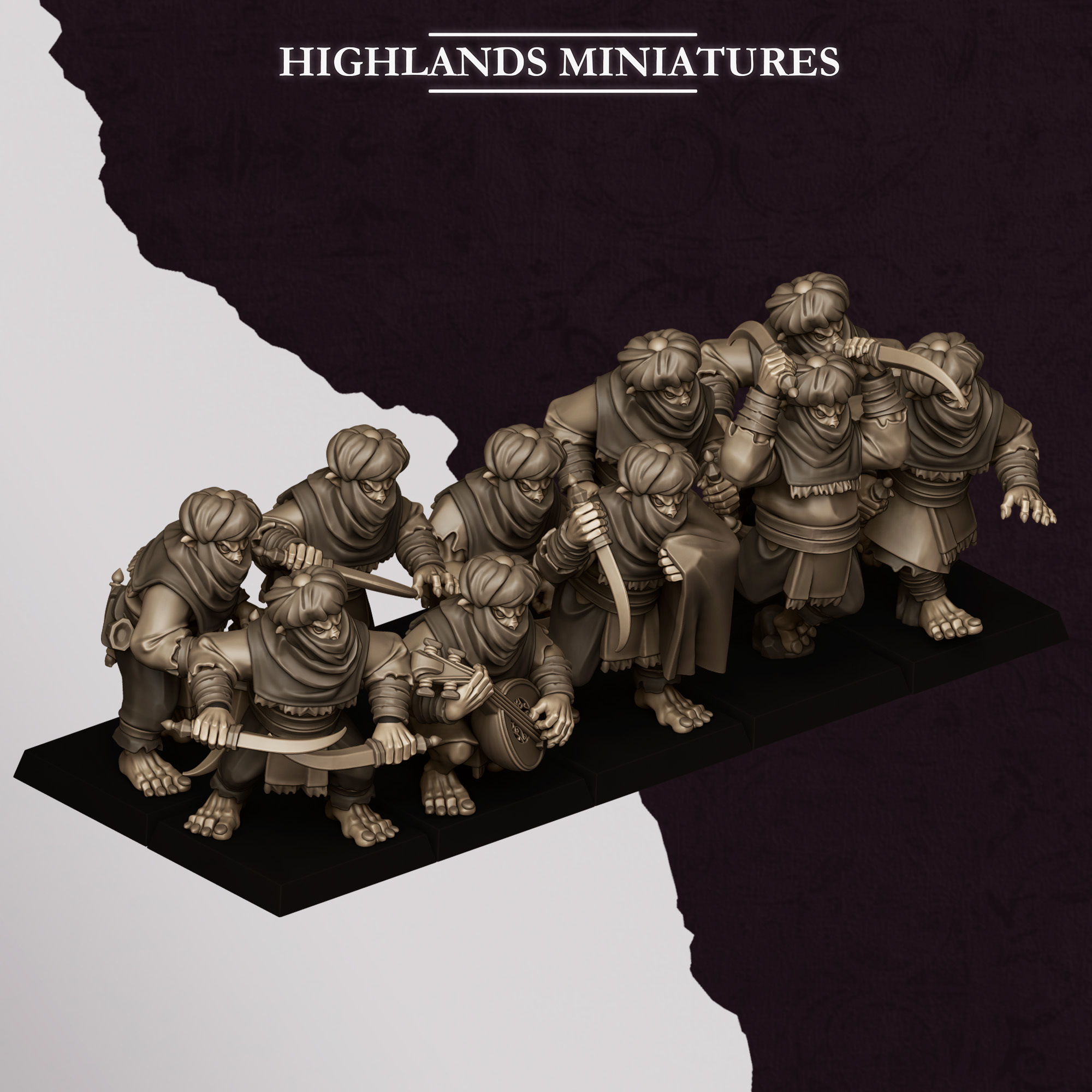 Hobgoblin Backstabber Unit fantasy wargaming 28mm designed by Highlands Miniatures and 3D printed by Forgemaster Miniatures 1