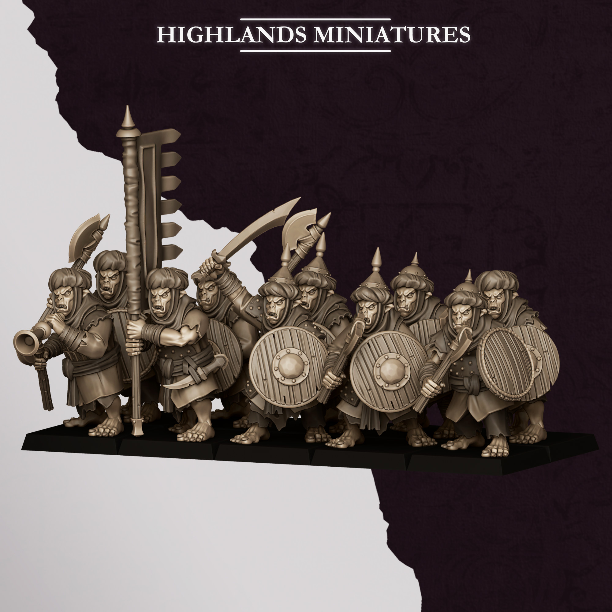 Hobgoblin Warrior Unit fantasy wargaming 28mm designed by Highlands Miniatures and 3D printed by Forgemaster Miniatures 1