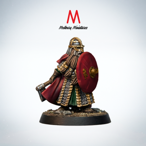 Durnir, Shield Bearer fantasy wargaming 28mm designed by Medbury Miniatures and 3D printed by Forgemaster Miniatures painted