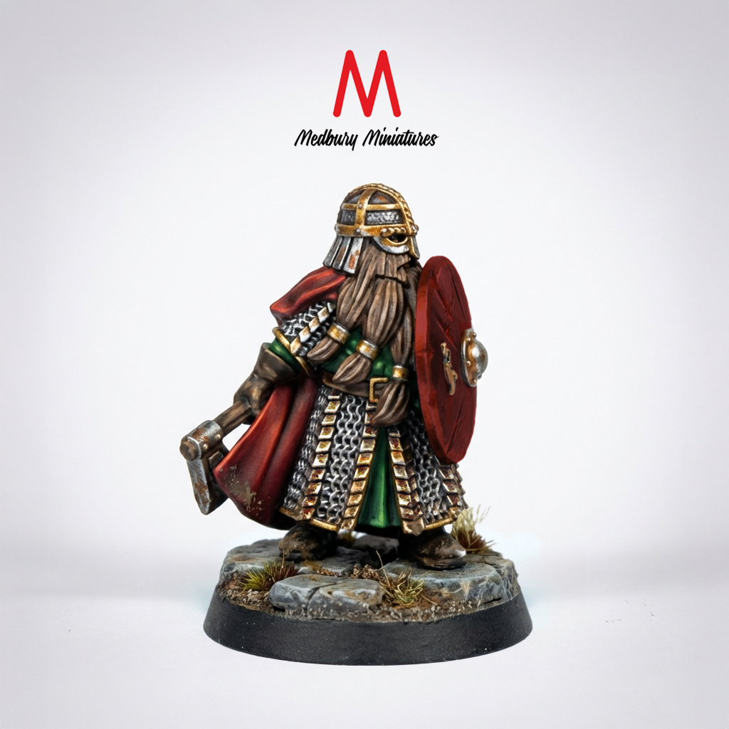 Durnir, Shield Bearer fantasy wargaming 28mm designed by Medbury Miniatures and 3D printed by Forgemaster Miniatures painted