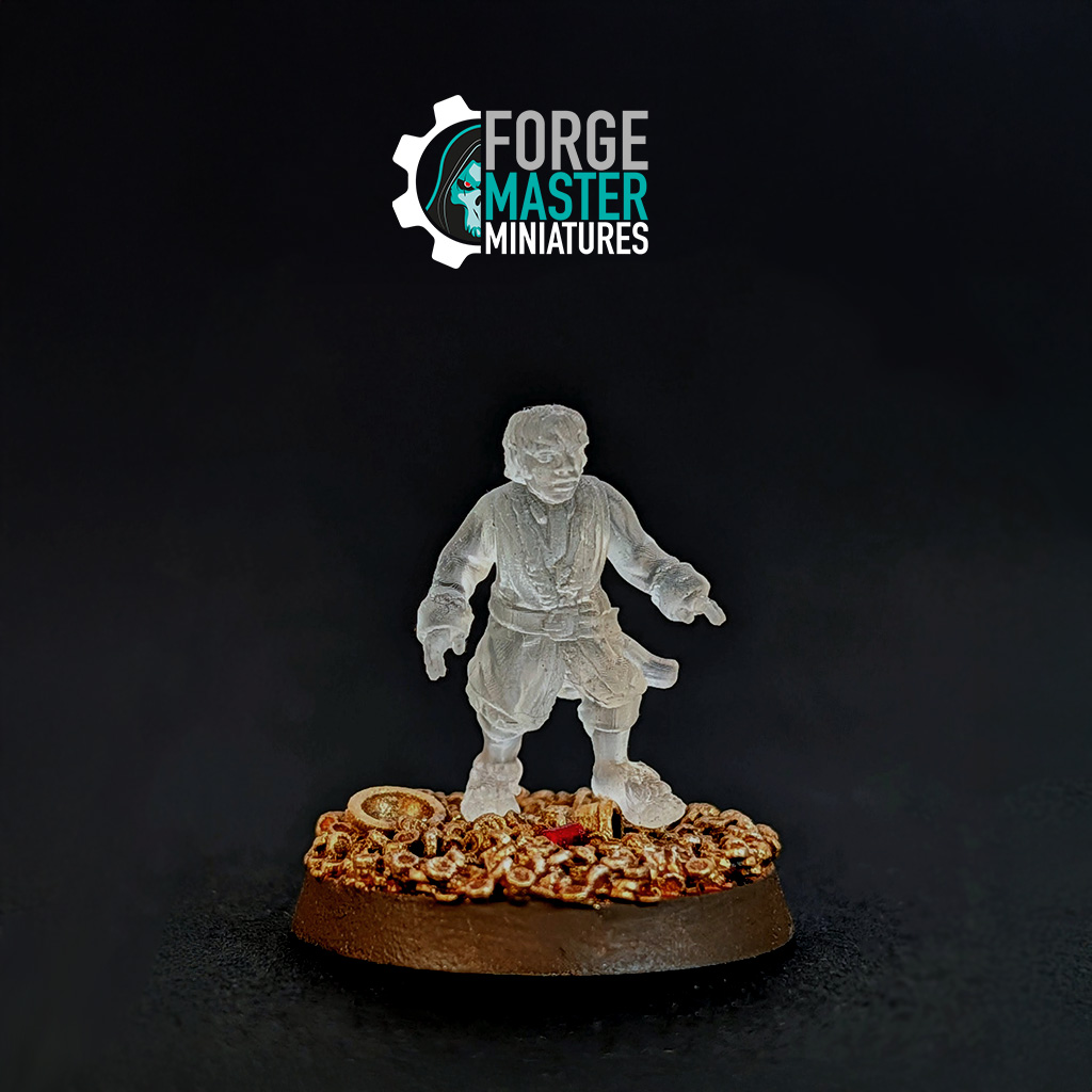 Halfling Sneaky Thief 3D Printed in transparent resin designed by Forgemaster Miniatures invisible