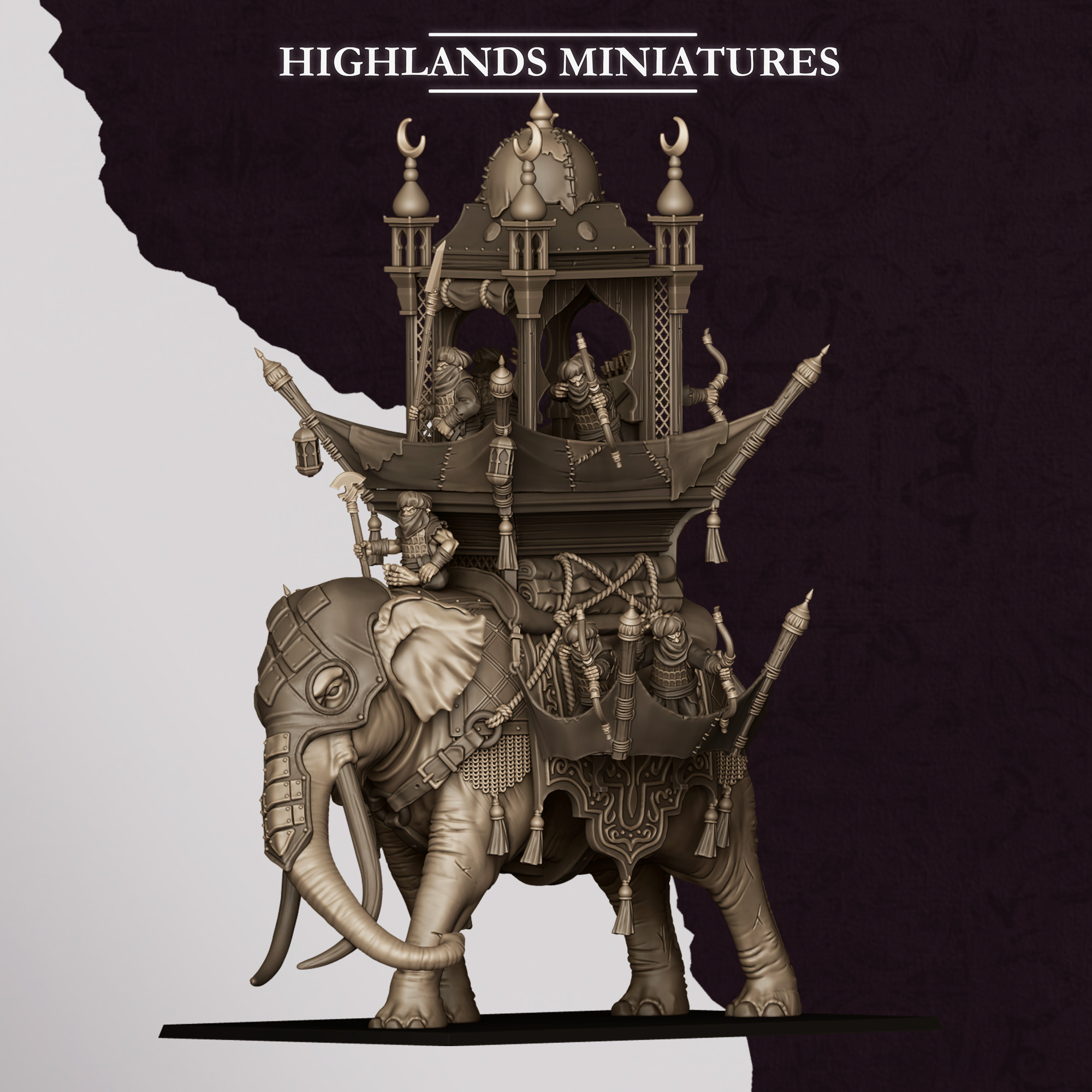 Hobgoblin War Elephant fantasy wargaming 28mm designed by Highland Miniatures and 3D printed by Forgemaster Miniatures 1