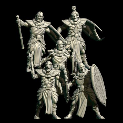 Far South Warriors fantasy wargaming designed by Kzk Minis and 3D printed by Forgemaster Miniatures