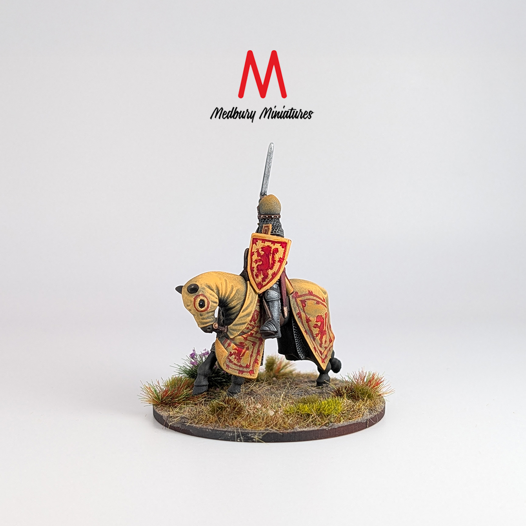 King David II of Scotland Medbury Miniatures historical wargaming miniatures Scottish King David 3D printed and painted by Forgemaster Miniatures mounted left
