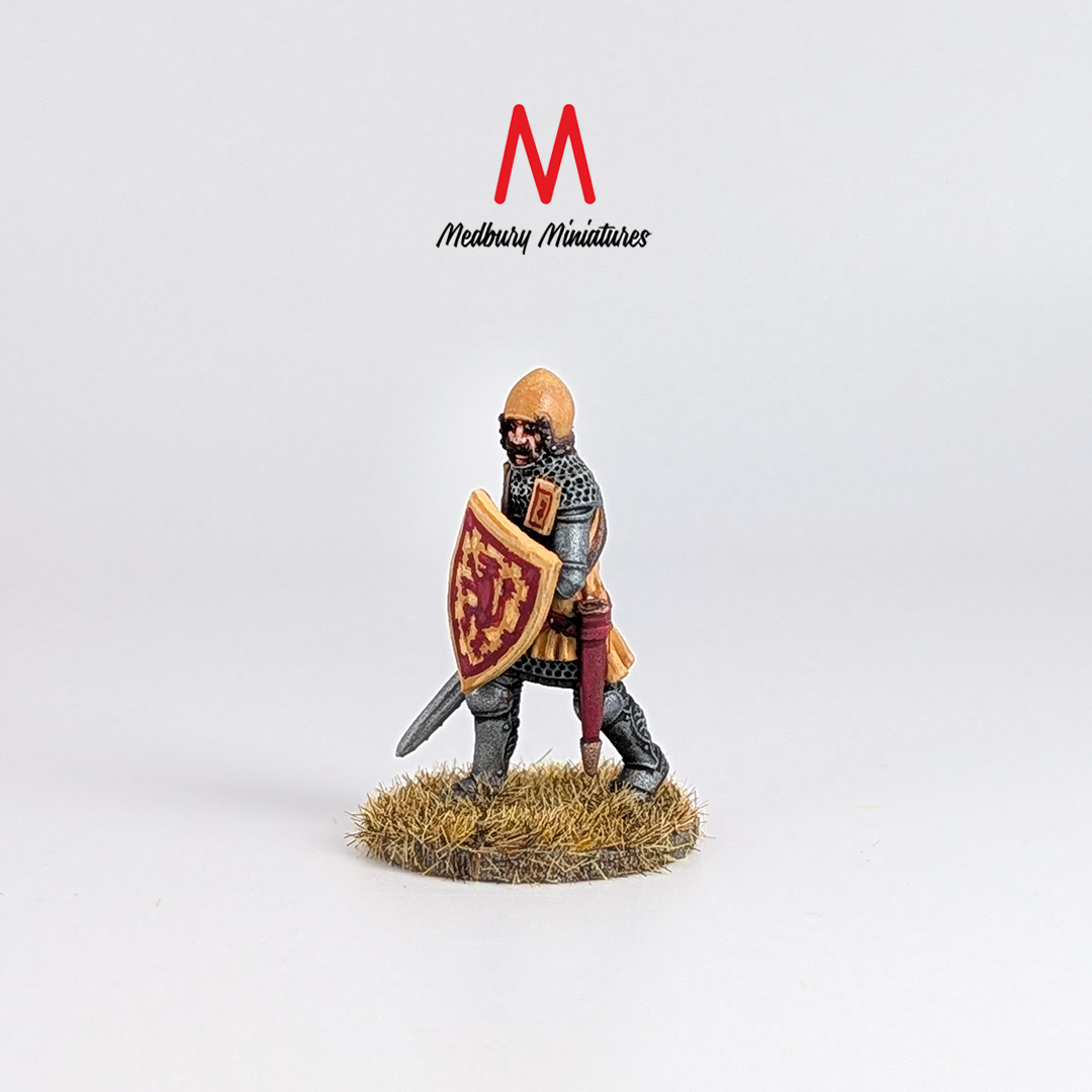 King David II of Scotland Medbury Miniatures historical wargaming miniatures Scottish King David 3D printed and painted by Forgemaster Miniatures on foot left